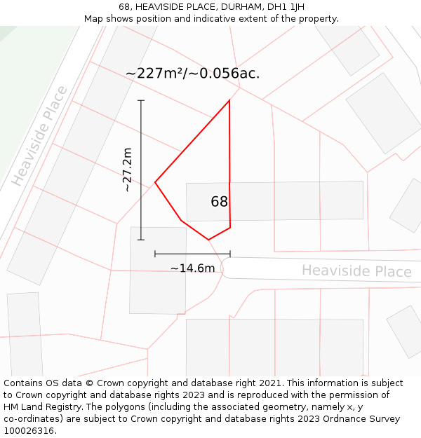 68, HEAVISIDE PLACE, DURHAM, DH1 1JH: Plot and title map