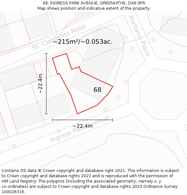 68, INGRESS PARK AVENUE, GREENHITHE, DA9 9FR: Plot and title map