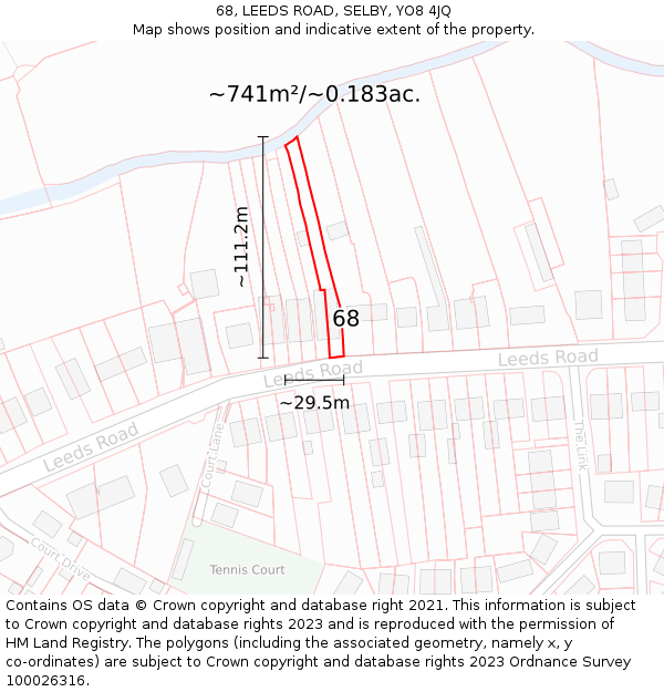 68, LEEDS ROAD, SELBY, YO8 4JQ: Plot and title map