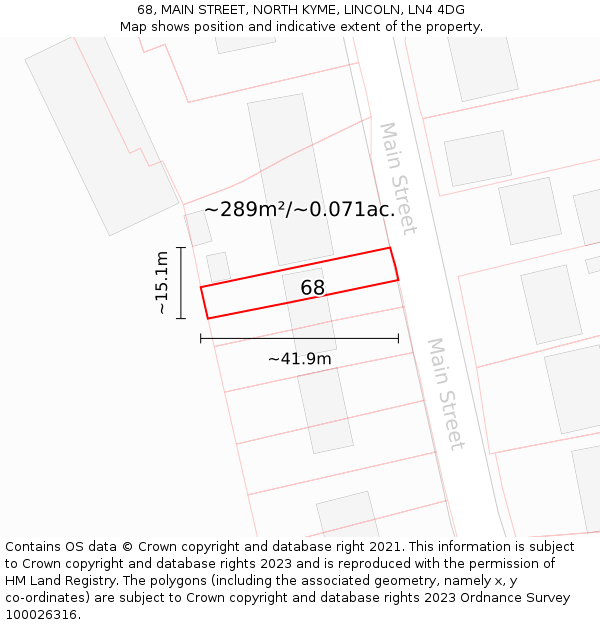 68, MAIN STREET, NORTH KYME, LINCOLN, LN4 4DG: Plot and title map