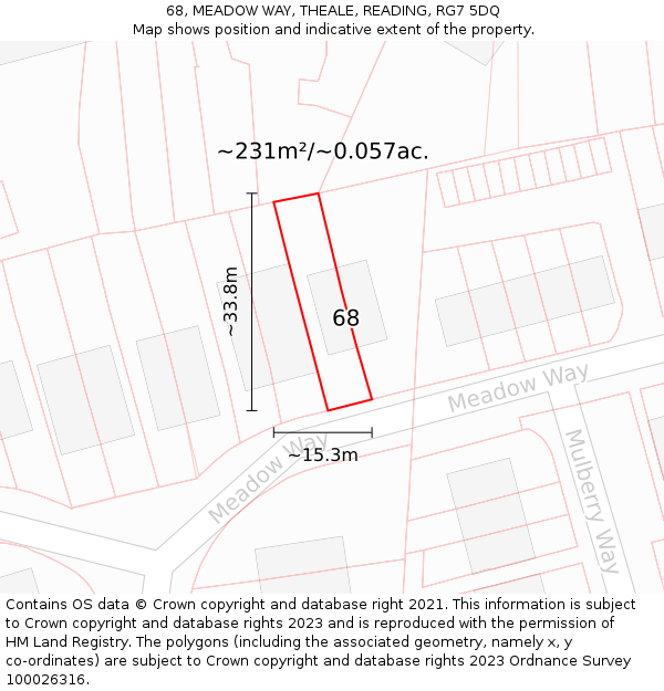 68, MEADOW WAY, THEALE, READING, RG7 5DQ: Plot and title map