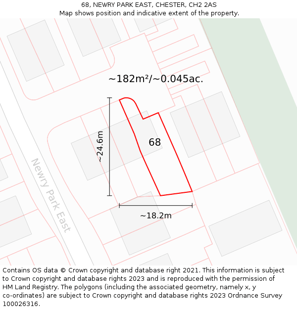 68, NEWRY PARK EAST, CHESTER, CH2 2AS: Plot and title map