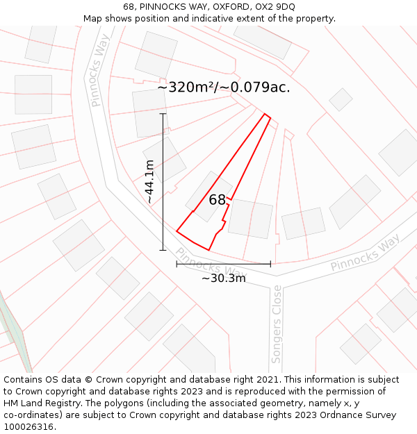 68, PINNOCKS WAY, OXFORD, OX2 9DQ: Plot and title map