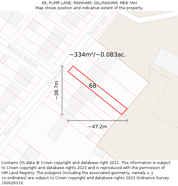 68, PUMP LANE, RAINHAM, GILLINGHAM, ME8 7AH: Plot and title map