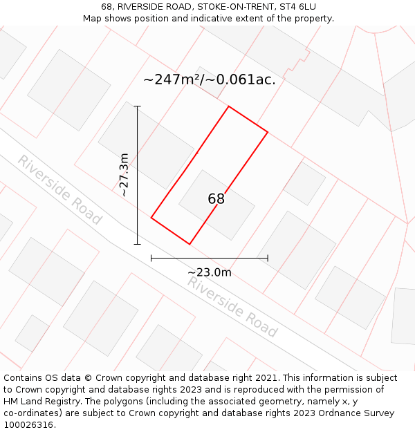 68, RIVERSIDE ROAD, STOKE-ON-TRENT, ST4 6LU: Plot and title map