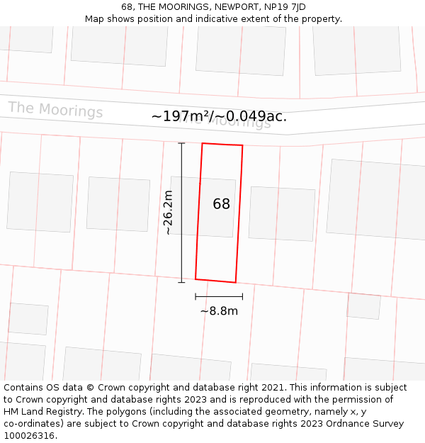 68, THE MOORINGS, NEWPORT, NP19 7JD: Plot and title map