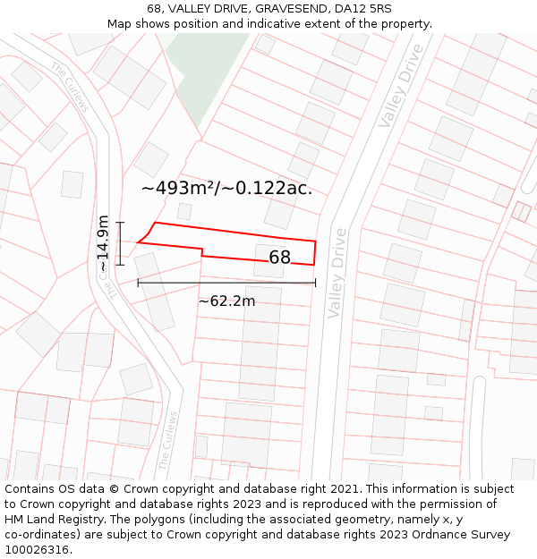 68, VALLEY DRIVE, GRAVESEND, DA12 5RS: Plot and title map