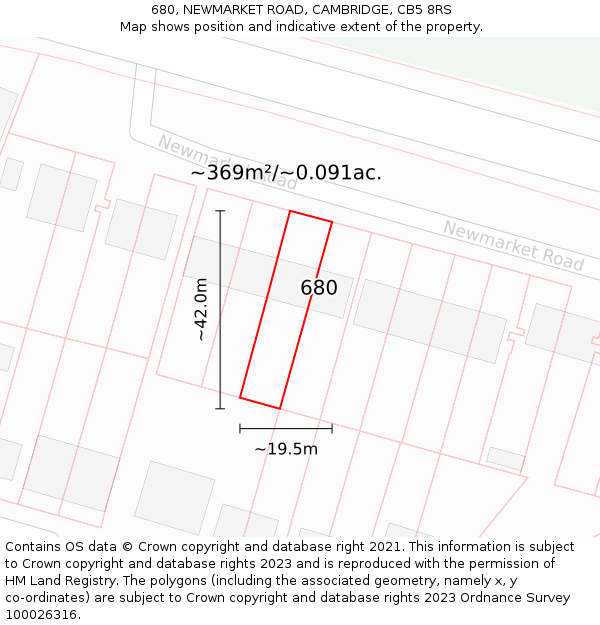 680, NEWMARKET ROAD, CAMBRIDGE, CB5 8RS: Plot and title map