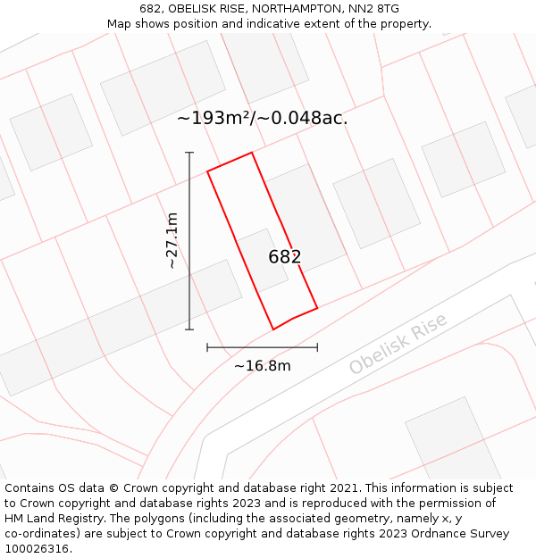 682, OBELISK RISE, NORTHAMPTON, NN2 8TG: Plot and title map