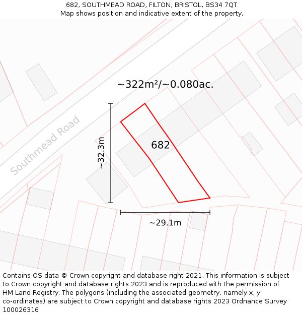 682, SOUTHMEAD ROAD, FILTON, BRISTOL, BS34 7QT: Plot and title map