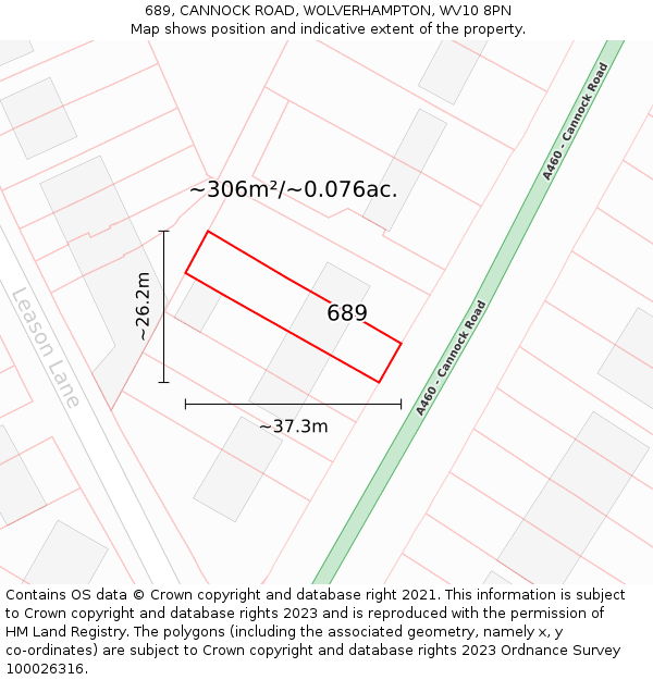 689, CANNOCK ROAD, WOLVERHAMPTON, WV10 8PN: Plot and title map