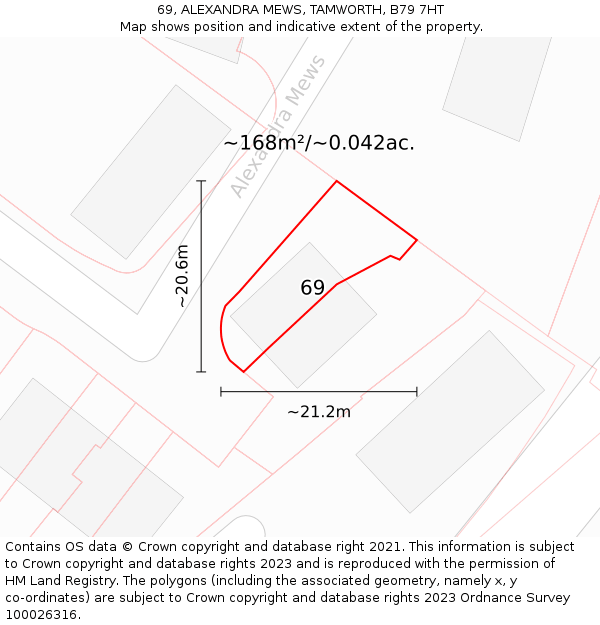 69, ALEXANDRA MEWS, TAMWORTH, B79 7HT: Plot and title map