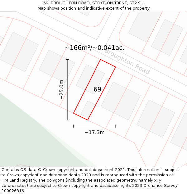 69, BROUGHTON ROAD, STOKE-ON-TRENT, ST2 9JH: Plot and title map