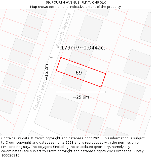 69, FOURTH AVENUE, FLINT, CH6 5LX: Plot and title map