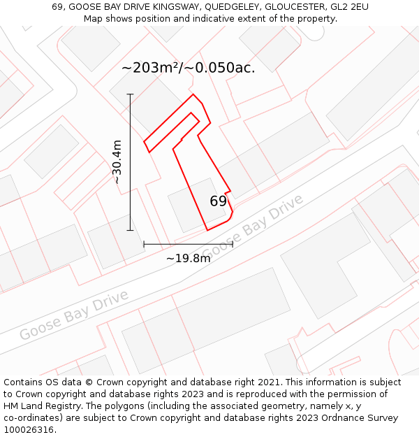 69, GOOSE BAY DRIVE KINGSWAY, QUEDGELEY, GLOUCESTER, GL2 2EU: Plot and title map