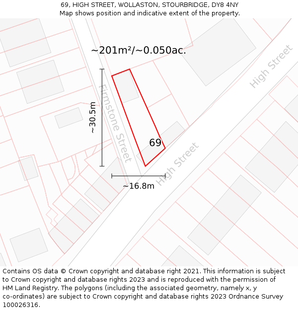 69, HIGH STREET, WOLLASTON, STOURBRIDGE, DY8 4NY: Plot and title map