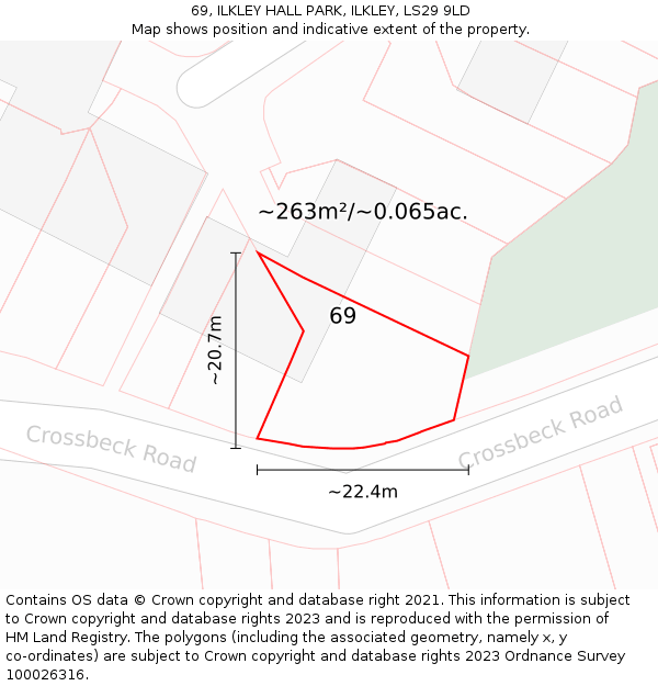 69, ILKLEY HALL PARK, ILKLEY, LS29 9LD: Plot and title map