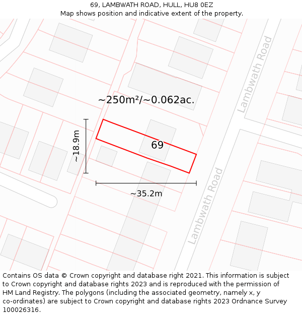 69, LAMBWATH ROAD, HULL, HU8 0EZ: Plot and title map