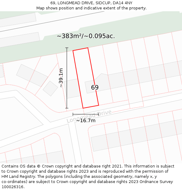 69, LONGMEAD DRIVE, SIDCUP, DA14 4NY: Plot and title map