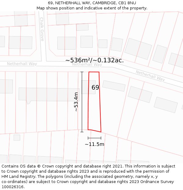 69, NETHERHALL WAY, CAMBRIDGE, CB1 8NU: Plot and title map