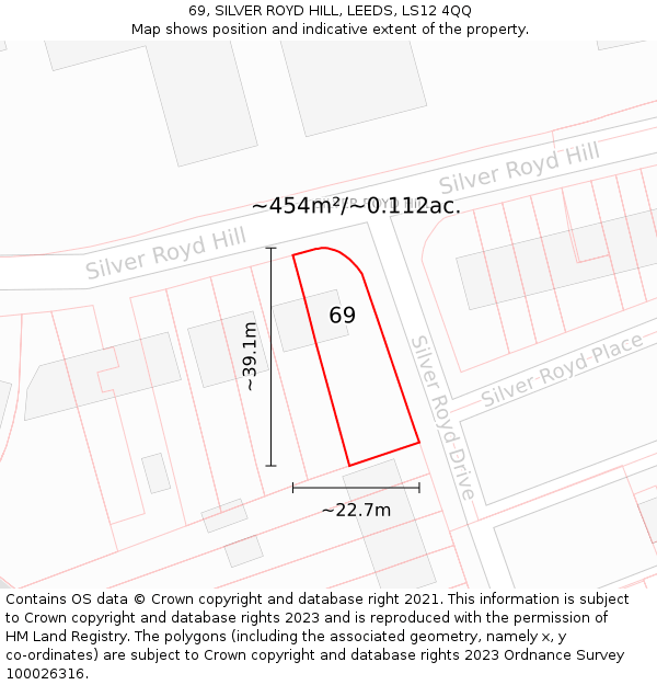 69, SILVER ROYD HILL, LEEDS, LS12 4QQ: Plot and title map