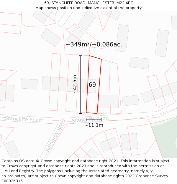 69, STANCLIFFE ROAD, MANCHESTER, M22 4PG: Plot and title map