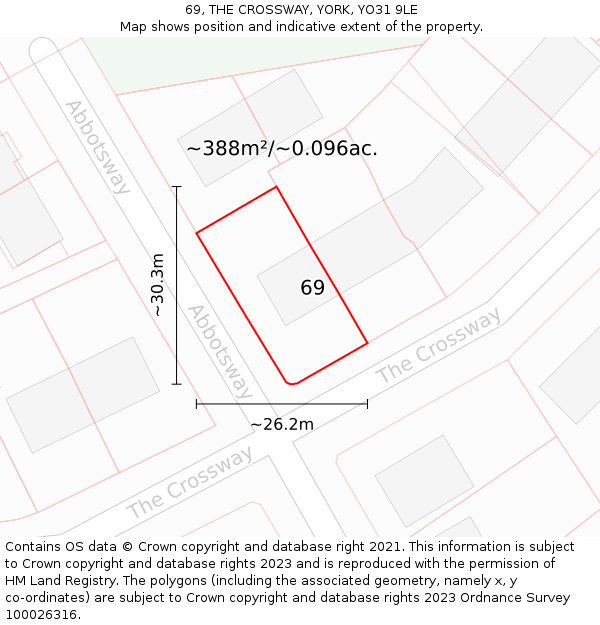 69, THE CROSSWAY, YORK, YO31 9LE: Plot and title map