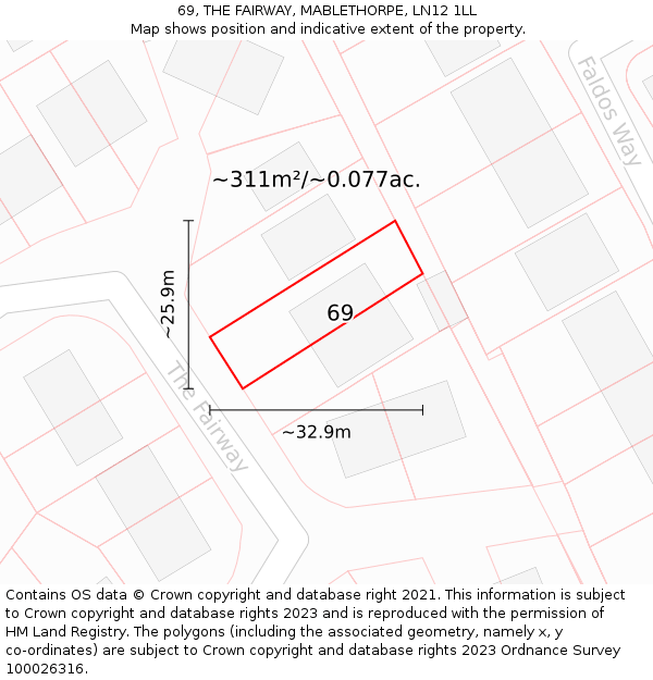 69, THE FAIRWAY, MABLETHORPE, LN12 1LL: Plot and title map