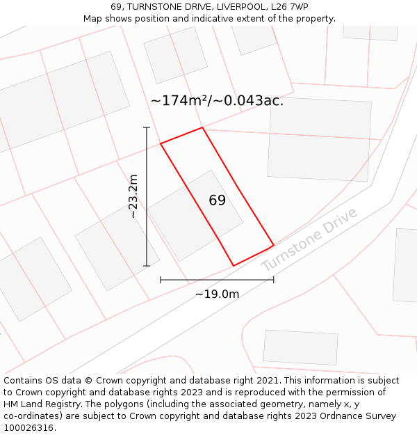 69, TURNSTONE DRIVE, LIVERPOOL, L26 7WP: Plot and title map