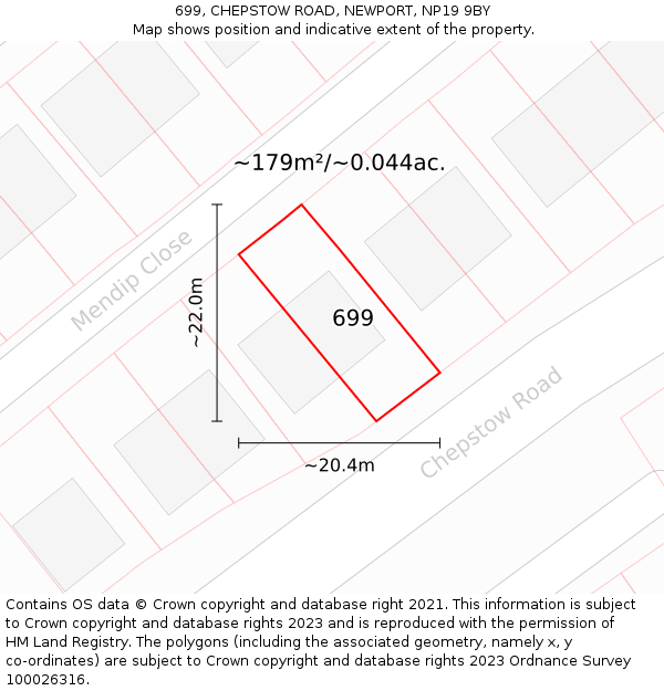 699, CHEPSTOW ROAD, NEWPORT, NP19 9BY: Plot and title map
