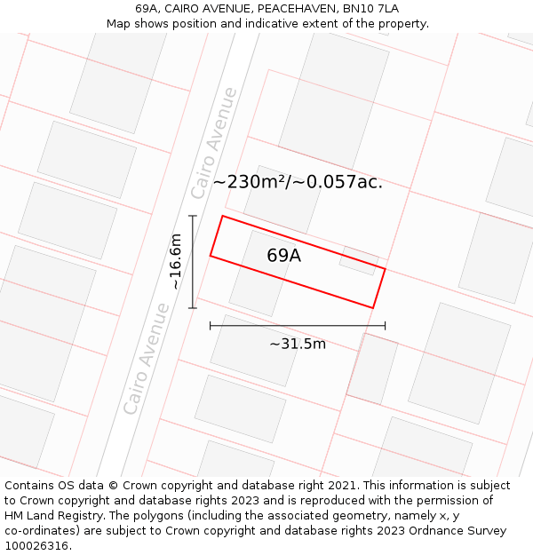 69A, CAIRO AVENUE, PEACEHAVEN, BN10 7LA: Plot and title map