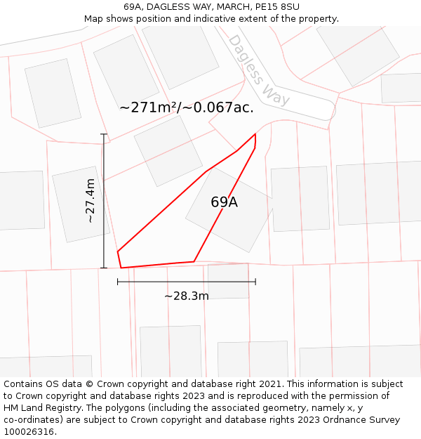 69A, DAGLESS WAY, MARCH, PE15 8SU: Plot and title map