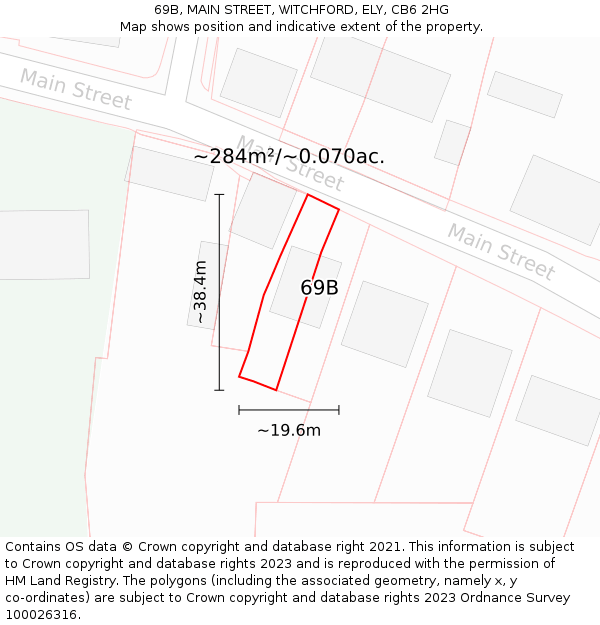 69B, MAIN STREET, WITCHFORD, ELY, CB6 2HG: Plot and title map