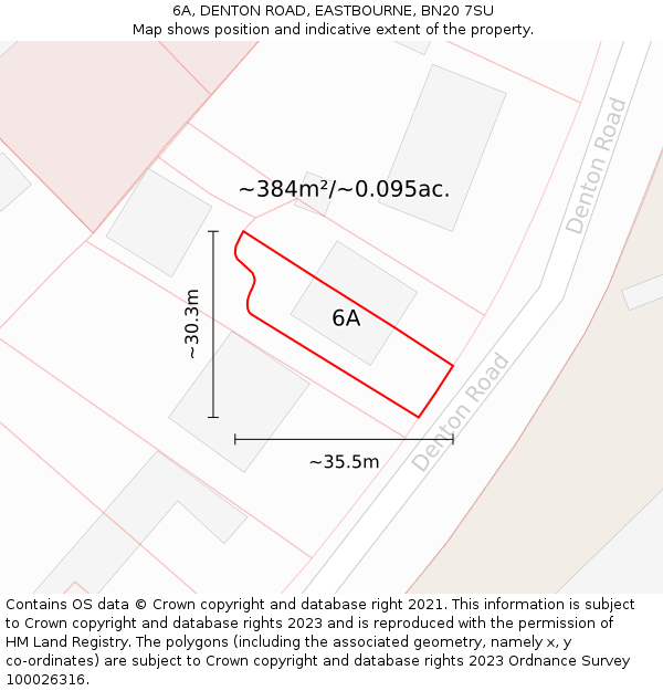 6A, DENTON ROAD, EASTBOURNE, BN20 7SU: Plot and title map