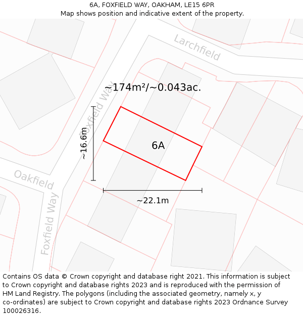 6A, FOXFIELD WAY, OAKHAM, LE15 6PR: Plot and title map