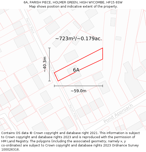 6A, PARISH PIECE, HOLMER GREEN, HIGH WYCOMBE, HP15 6SW: Plot and title map