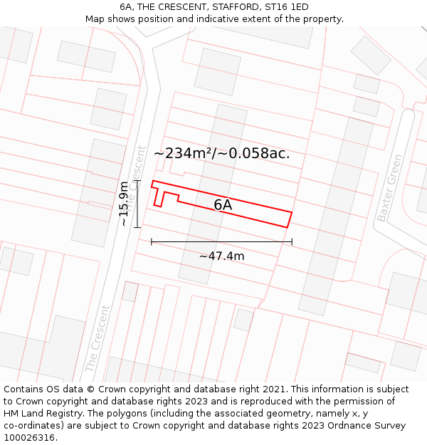 6A, THE CRESCENT, STAFFORD, ST16 1ED: Plot and title map