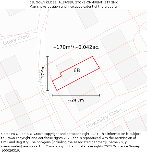 6B, GOWY CLOSE, ALSAGER, STOKE-ON-TRENT, ST7 2HX: Plot and title map