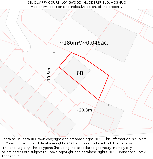 6B, QUARRY COURT, LONGWOOD, HUDDERSFIELD, HD3 4UQ: Plot and title map