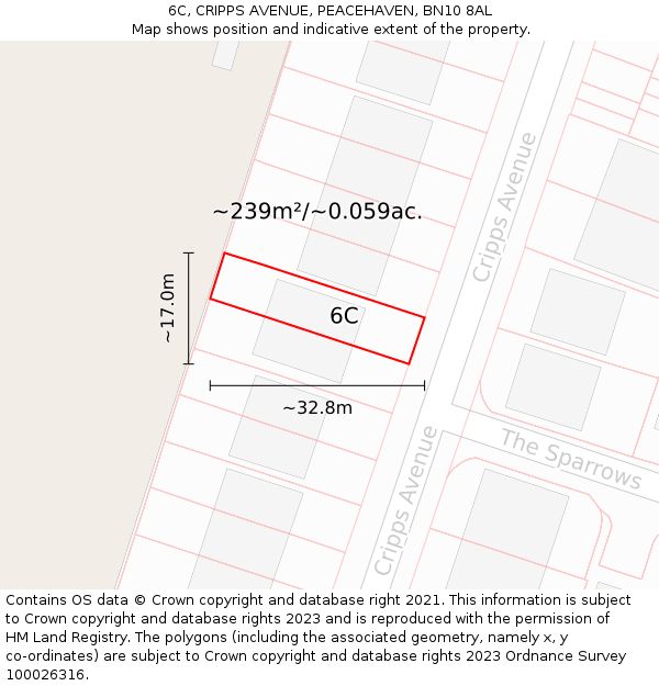 6C, CRIPPS AVENUE, PEACEHAVEN, BN10 8AL: Plot and title map