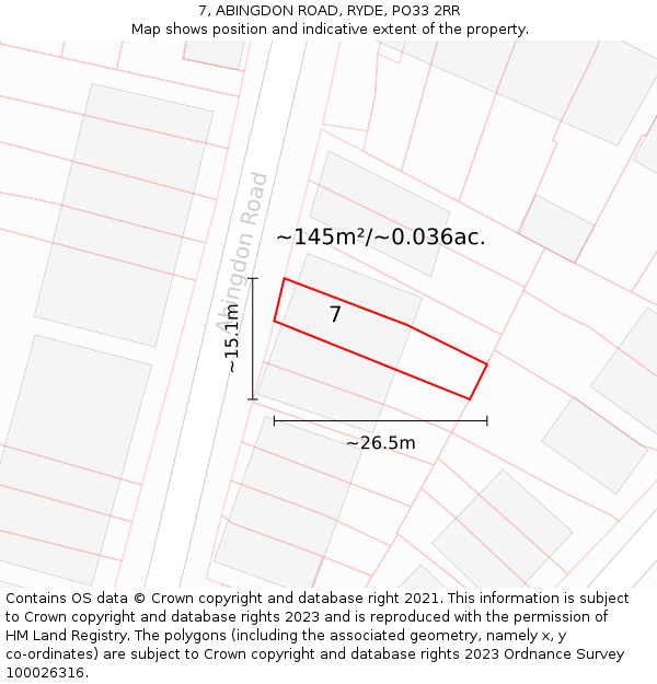 7, ABINGDON ROAD, RYDE, PO33 2RR: Plot and title map