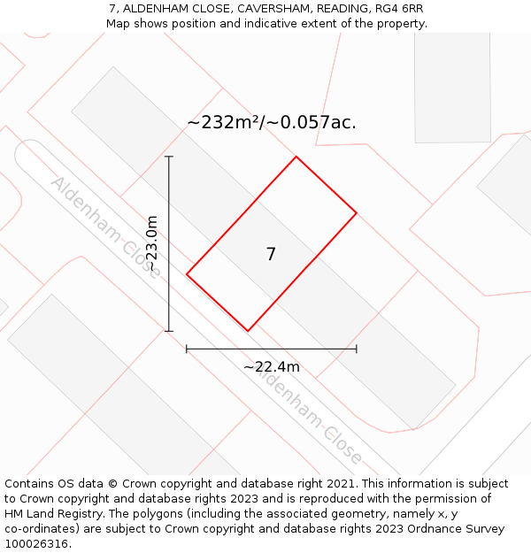 7, ALDENHAM CLOSE, CAVERSHAM, READING, RG4 6RR: Plot and title map