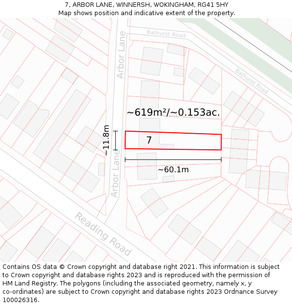 7, ARBOR LANE, WINNERSH, WOKINGHAM, RG41 5HY: Plot and title map