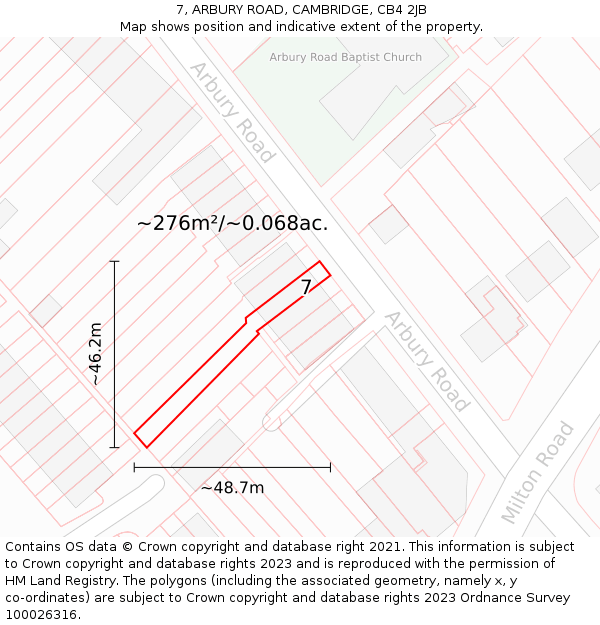 7, ARBURY ROAD, CAMBRIDGE, CB4 2JB: Plot and title map