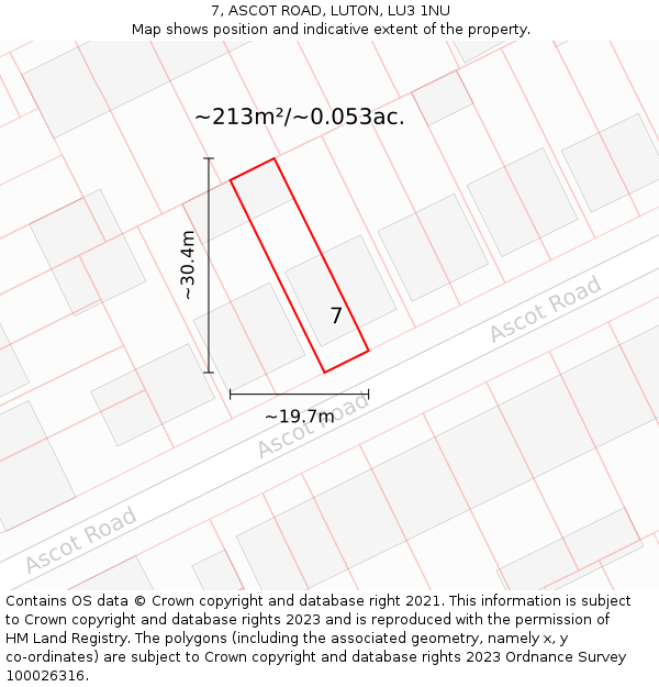 7, ASCOT ROAD, LUTON, LU3 1NU: Plot and title map