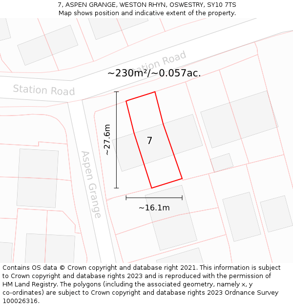 7, ASPEN GRANGE, WESTON RHYN, OSWESTRY, SY10 7TS: Plot and title map