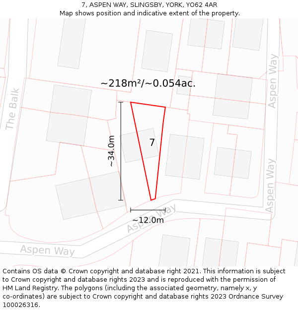7, ASPEN WAY, SLINGSBY, YORK, YO62 4AR: Plot and title map