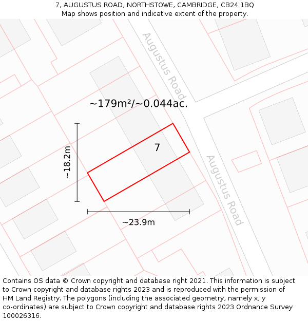 7, AUGUSTUS ROAD, NORTHSTOWE, CAMBRIDGE, CB24 1BQ: Plot and title map