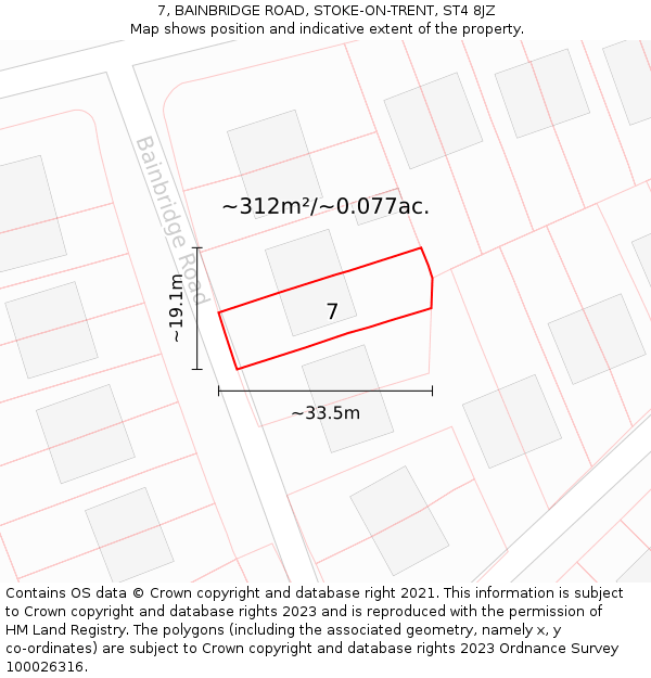 7, BAINBRIDGE ROAD, STOKE-ON-TRENT, ST4 8JZ: Plot and title map