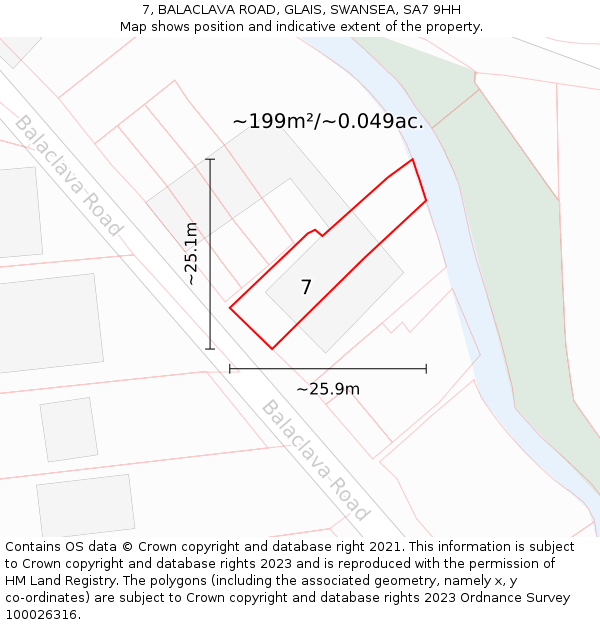 7, BALACLAVA ROAD, GLAIS, SWANSEA, SA7 9HH: Plot and title map